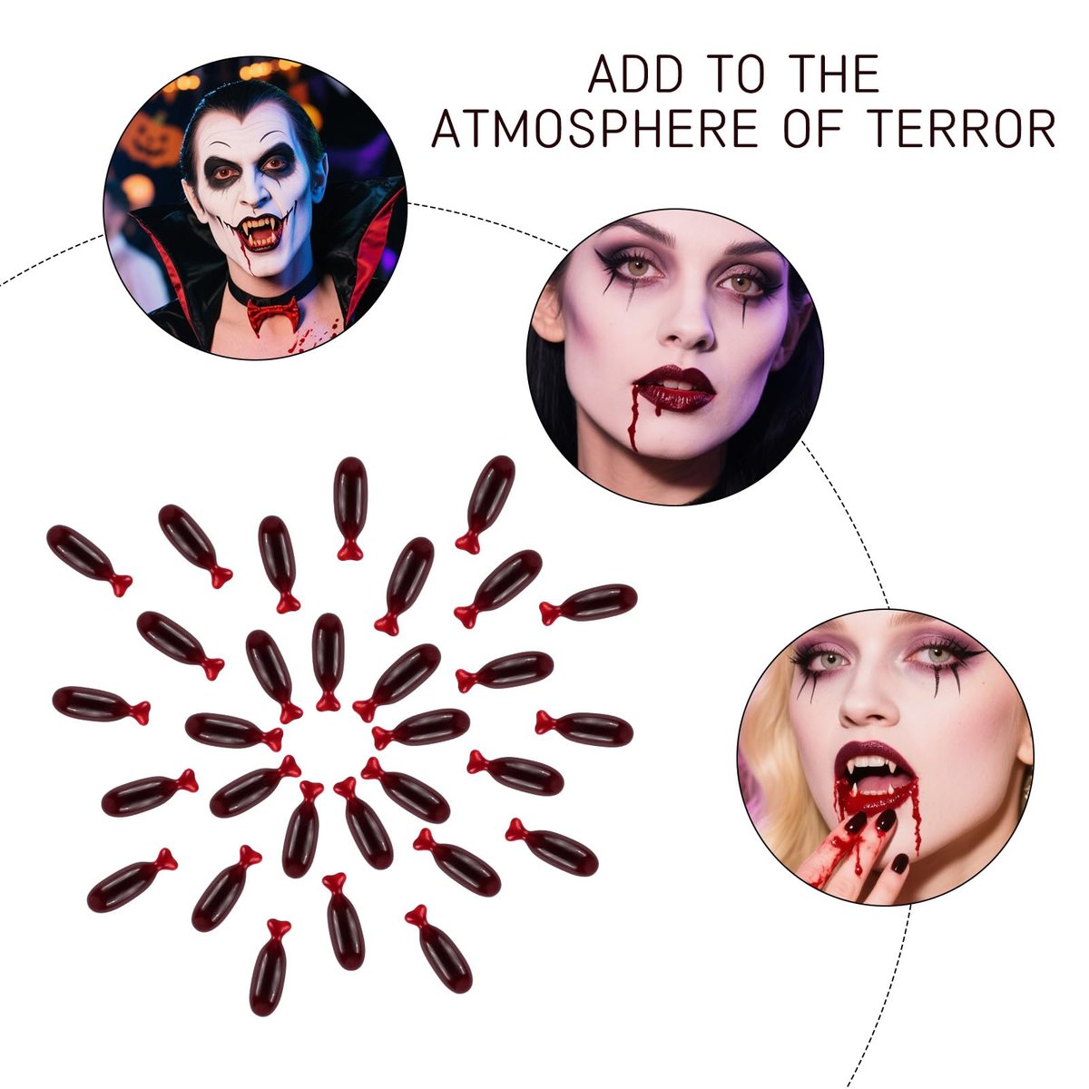 GloomGlo 10Pcs Fake Blood Capsules - Horror Vampire Pill Joke Toys for Halloween Fancy Dress Party Favors - görsel 3