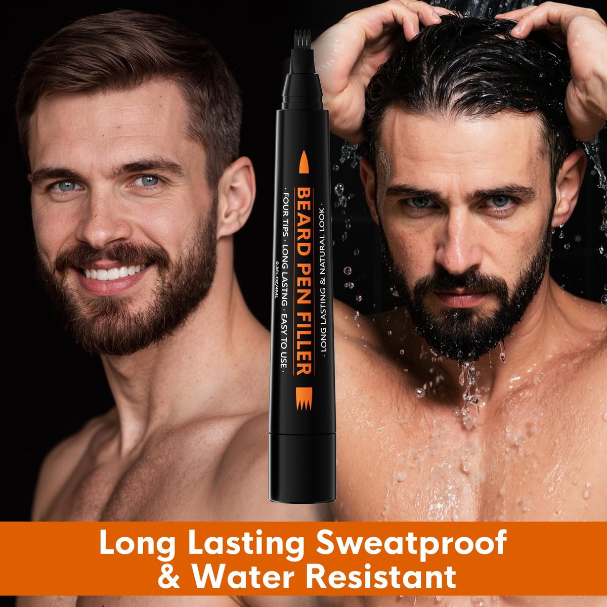 BIKTIC 3-Pack Beard Pencil Filler for Men (Black) – Four-Fork Tip Beard Styling Pen, Waterproof & Sweat Proof, Long Lasting, Effectively Enhances Facial Hair - görsel 12