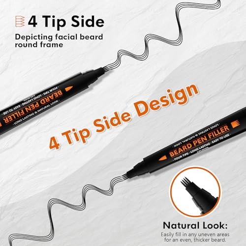 BIKTIC 3-Pack Beard Pencil Filler for Men (Black) – Four-Fork Tip Beard Styling Pen, Waterproof & Sweat Proof, Long Lasting, Effectively Enhances Facial Hair - görsel 3