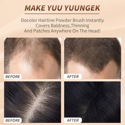 docolor Dual-Ended Hairline Powder Brush & Sponge Tip – Hair Contour Brush for Seamless Blending, Root Touch-Ups & Beard Coverage – Vegan & Cruelty-Free