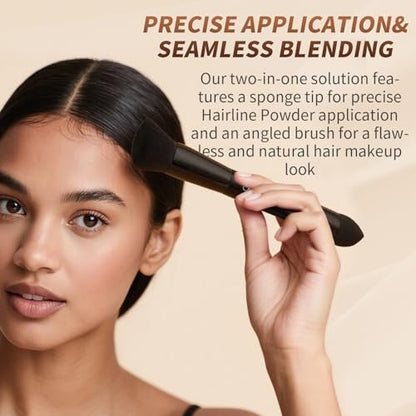 docolor Dual-Ended Hairline Powder Brush & Sponge Tip – Hair Contour Brush for Seamless Blending, Root Touch-Ups & Beard Coverage – Vegan & Cruelty-Free