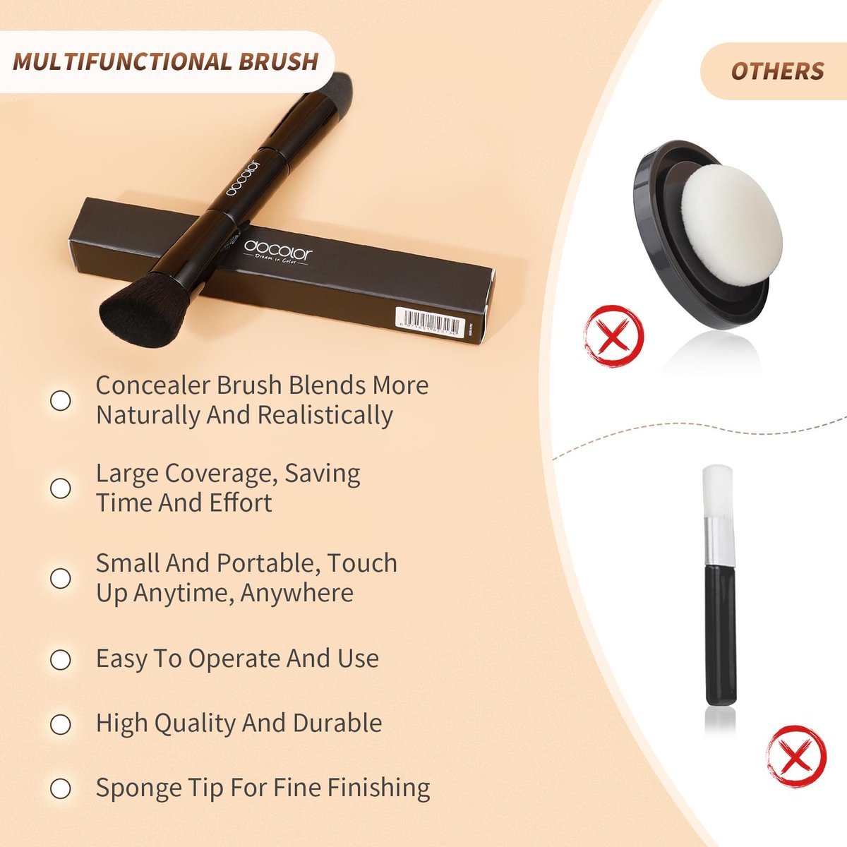 docolor Dual-Ended Hairline Powder Brush & Sponge Tip – Hair Contour Brush for Seamless Blending, Root Touch-Ups & Beard Coverage – Vegan & Cruelty-Free - görsel 7