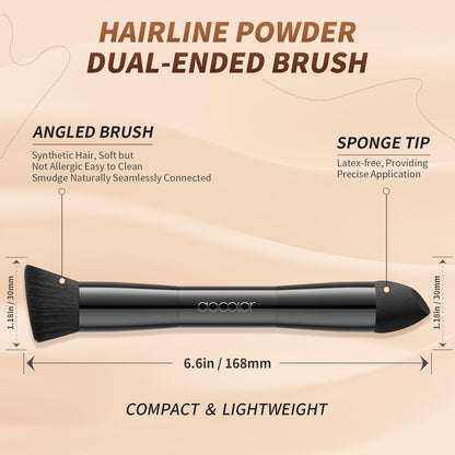 docolor Dual-Ended Hairline Powder Brush & Sponge Tip – Hair Contour Brush for Seamless Blending, Root Touch-Ups & Beard Coverage – Vegan & Cruelty-Free