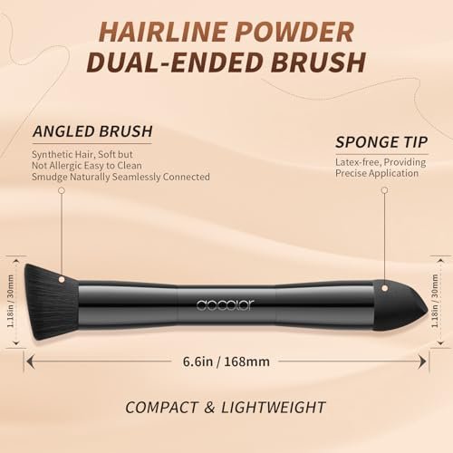 docolor Dual-Ended Hairline Powder Brush & Sponge Tip – Hair Contour Brush for Seamless Blending, Root Touch-Ups & Beard Coverage – Vegan & Cruelty-Free - görsel 4