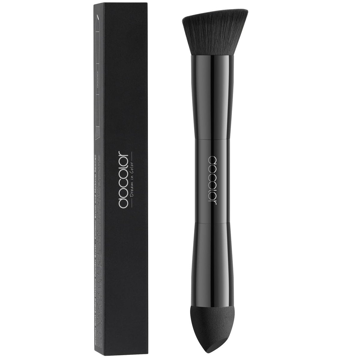 docolor Dual-Ended Hairline Powder Brush & Sponge Tip – Hair Contour Brush for Seamless Blending, Root Touch-Ups & Beard Coverage – Vegan & Cruelty-Free - görsel 1
