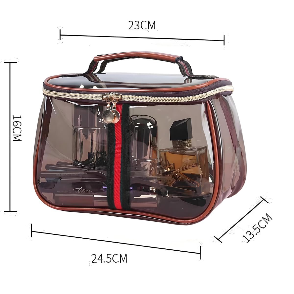New Retro Vintage Vanity Bag - Clear Makeup Organizer with Handle, Large Capacity Water Resistant Cosmetic Toiletry Bag for Women, Travel Skincare Storage Case Avelisse