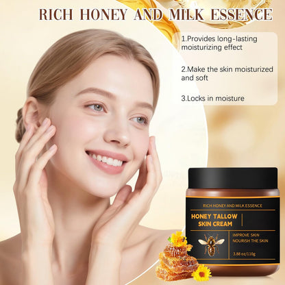 2-Pack Marromi Beef Tallow for Skin with Raw Honey – Organic Grass-Fed Tallow Balm, Natural Moisturizer & Anti-Aging Face Cream for All Skin Types