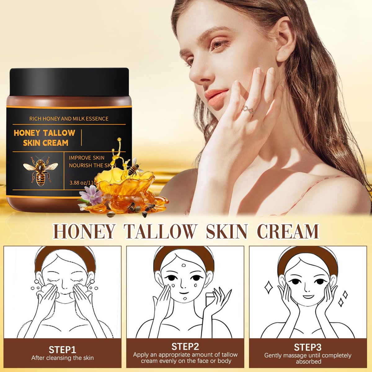 2-Pack Marromi Beef Tallow for Skin with Raw Honey – Organic Grass-Fed Tallow Balm, Natural Moisturizer & Anti-Aging Face Cream for All Skin Types - görsel 11