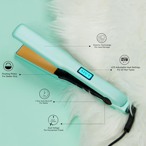 CHI Original Flat Iron Hair Straightener - Mint Mojito - 1.25 Inch Ceramic Floating Plates for Smooth, Frizz-Free Results Avelisse
