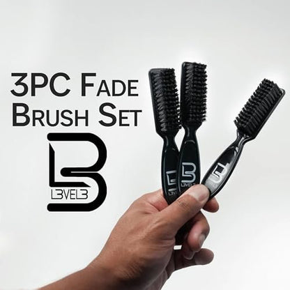 Level 3 Fade Brush Set - 3-Piece Professional Barber Brush Kit for Fades and Lineups