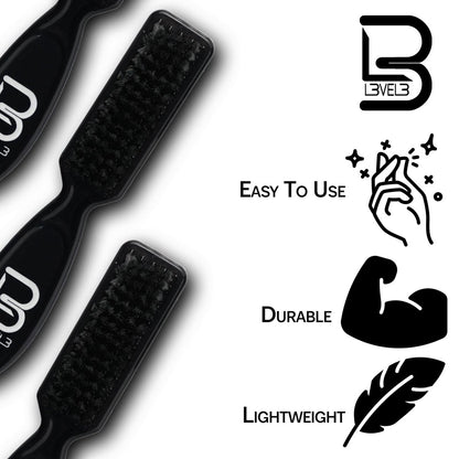 Level 3 Fade Brush Set - 3-Piece Professional Barber Brush Kit for Fades and Lineups