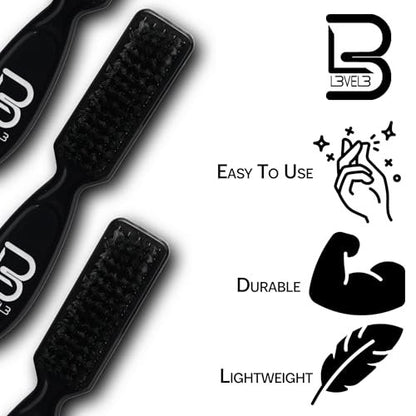 Level 3 Fade Brush Set - 3-Piece Professional Barber Brush Kit for Fades and Lineups
