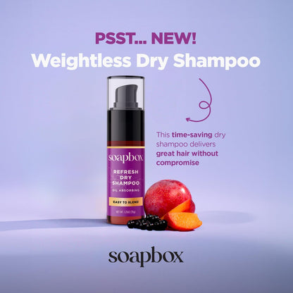 Soapbox Dry Shampoo Powder - Non-Aerosol, Volumizing with Biotin & Rice Protein - Travel Size, Vegan - 1.25oz Avelisse