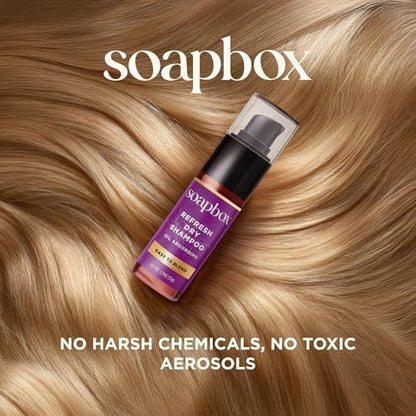 Soapbox Dry Shampoo Powder - Non-Aerosol, Volumizing with Biotin & Rice Protein - Travel Size, Vegan - 1.25oz Avelisse