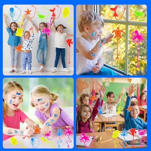 48PCS Ocean Party Favors: 24 Temporary Tattoos & 24 Stick Hands – Perfect for Birthday Supplies, Goodie Bag Stuffers, Classroom Prizes - görsel 16
