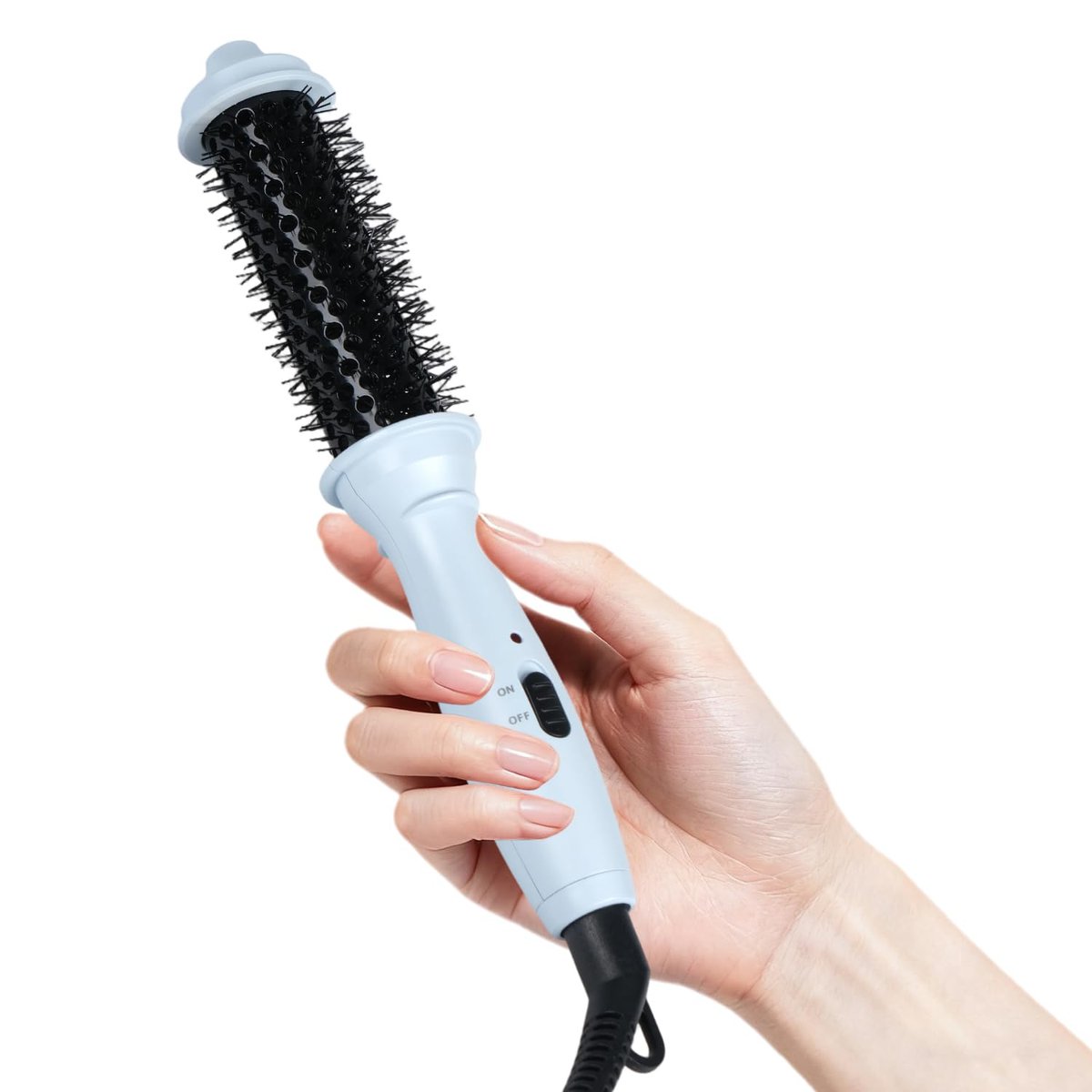 Ouphiny Dual Voltage Heated Round Brush - 1 Inch Mini Thermal Brush for Volumizing and Small Curls, Travel Curling Iron for Short Hair, Blue - görsel 1