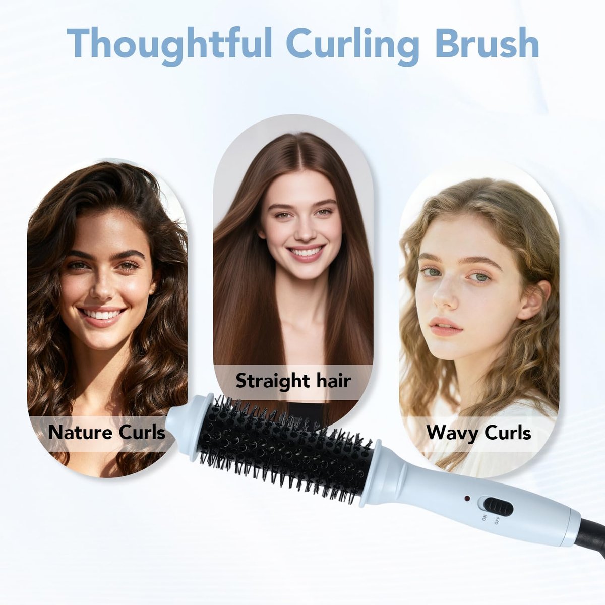 Ouphiny Dual Voltage Heated Round Brush - 1 Inch Mini Thermal Brush for Volumizing and Small Curls, Travel Curling Iron for Short Hair, Blue - görsel 11