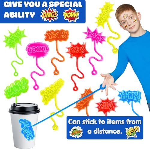 48-Piece Hero Pow Party Favors: 24 Temporary Tattoos & 24 Stick Hands – Perfect for Birthday Supplies, Goodie Bags, Classroom Prizes, and Student Gifts - görsel 10