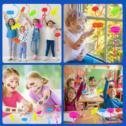 48-Piece Hero Pow Party Favors: 24 Temporary Tattoos & 24 Stick Hands – Perfect for Birthday Supplies, Goodie Bags, Classroom Prizes, and Student Gifts