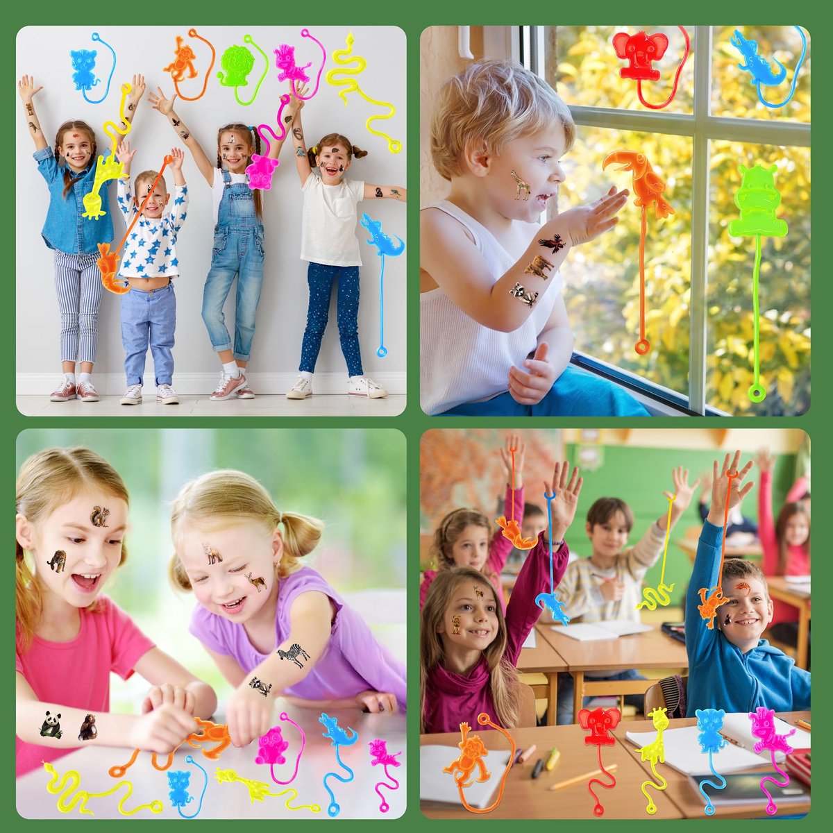 48-Piece Animal Jungle Party Favors: 24 Temporary Tattoos & 24 Sticky Hands – Perfect for Birthday Party Supplies, Goodie Bag Stuffers, Classroom Prizes - görsel 15