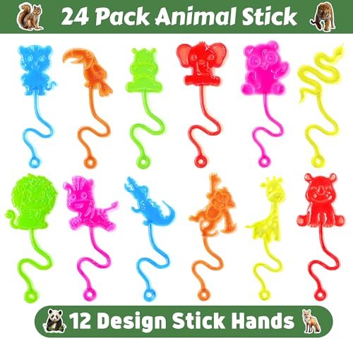 48-Piece Animal Jungle Party Favors: 24 Temporary Tattoos & 24 Sticky Hands – Perfect for Birthday Party Supplies, Goodie Bag Stuffers, Classroom Prizes - görsel 6