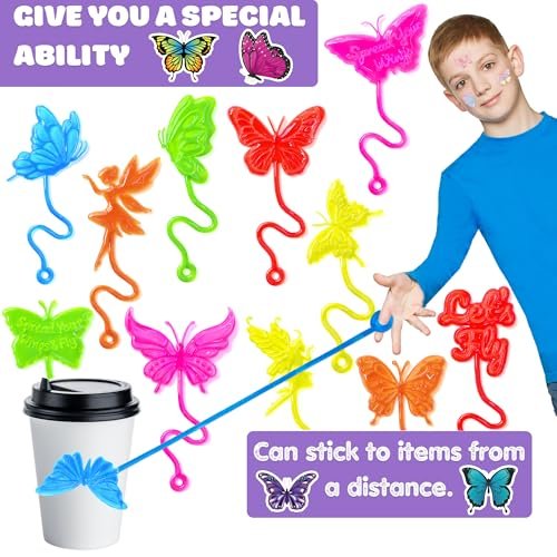 48-Piece Butterfly Party Favors: 24 Temporary Tattoos & 24 Sticky Hands – Birthday Supplies, Goodie Bag Stuffers, Classroom Prizes, Student Gifts - görsel 10
