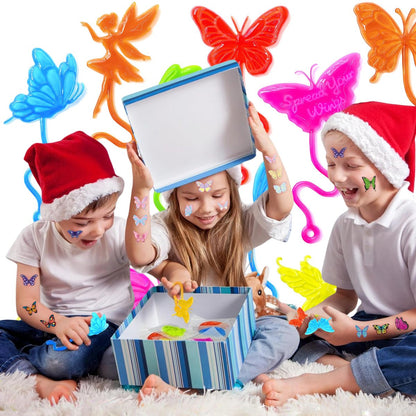 48-Piece Butterfly Party Favors: 24 Temporary Tattoos & 24 Sticky Hands – Birthday Supplies, Goodie Bag Stuffers, Classroom Prizes, Student Gifts