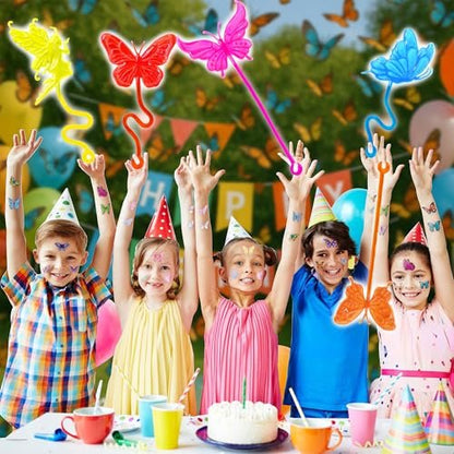 48-Piece Butterfly Party Favors: 24 Temporary Tattoos & 24 Sticky Hands – Birthday Supplies, Goodie Bag Stuffers, Classroom Prizes, Student Gifts