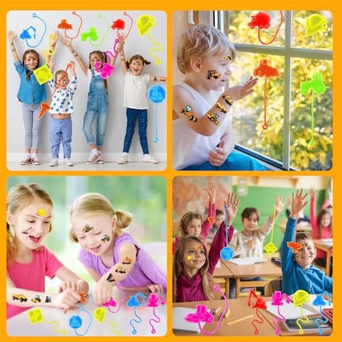 48-Piece Construction Party Favors: Temporary Tattoos & Sticky Hands for Kids Birthday Supplies, Goodie Bag Stuffers, Classroom Prizes - görsel 16