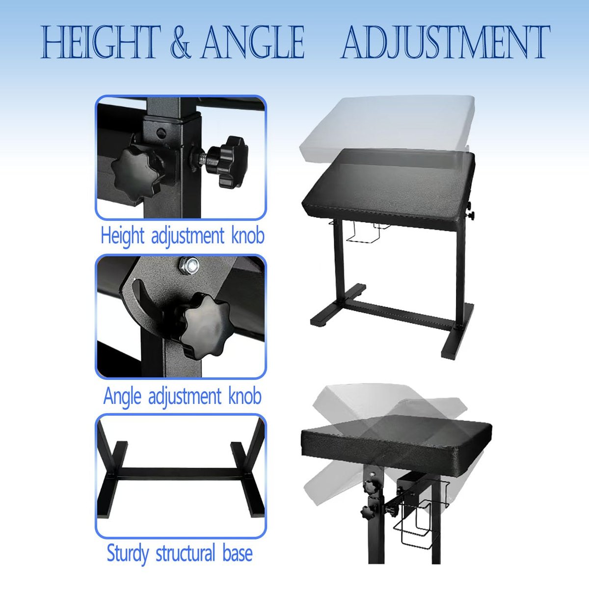 Gakonp XXL Tattoo Armrest Stand - Height & Tilt Adjustable Oversized Tattoo Arm Rest with Ink Rack & Glove Rack for Artist Beauty Table - görsel 7