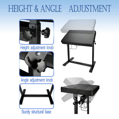 Gakonp XXL Tattoo Armrest Stand - Height & Tilt Adjustable Oversized Tattoo Arm Rest with Ink Rack & Glove Rack for Artist Beauty Table