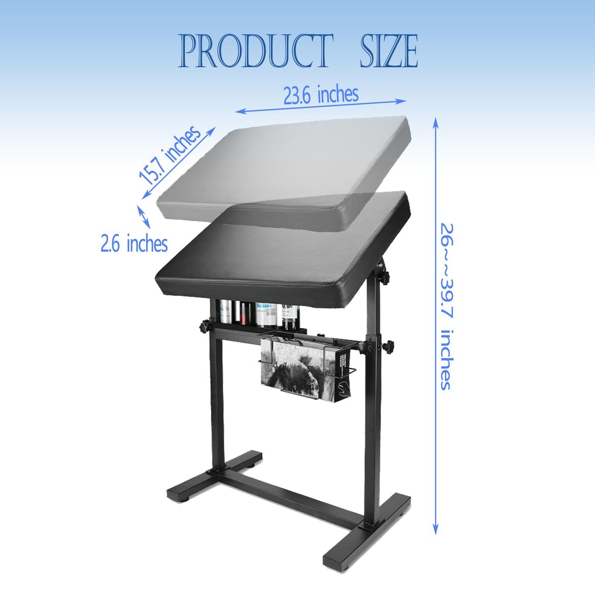 Gakonp XXL Tattoo Armrest Stand - Height & Tilt Adjustable Oversized Tattoo Arm Rest with Ink Rack & Glove Rack for Artist Beauty Table - görsel 3