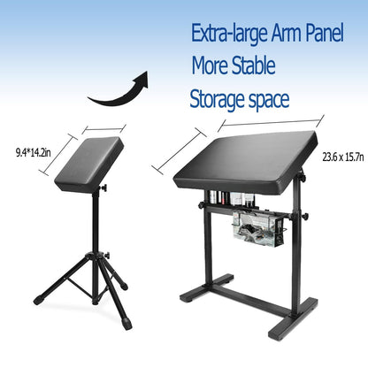 Gakonp XXL Tattoo Armrest Stand - Height & Tilt Adjustable Oversized Tattoo Arm Rest with Ink Rack & Glove Rack for Artist Beauty Table