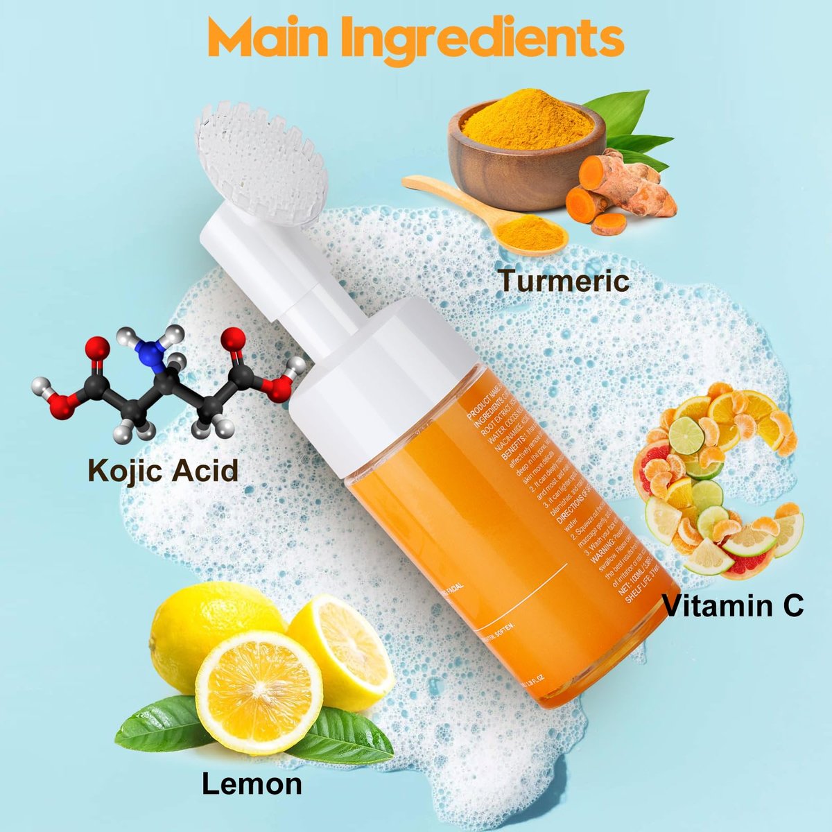 Wuzhenfa Kojic Acid Soap Set with Lemon Turmeric Bar & Facial Cleansing Mousse – Deep Cleansing for All Skin Types (3-Pack) - görsel 7