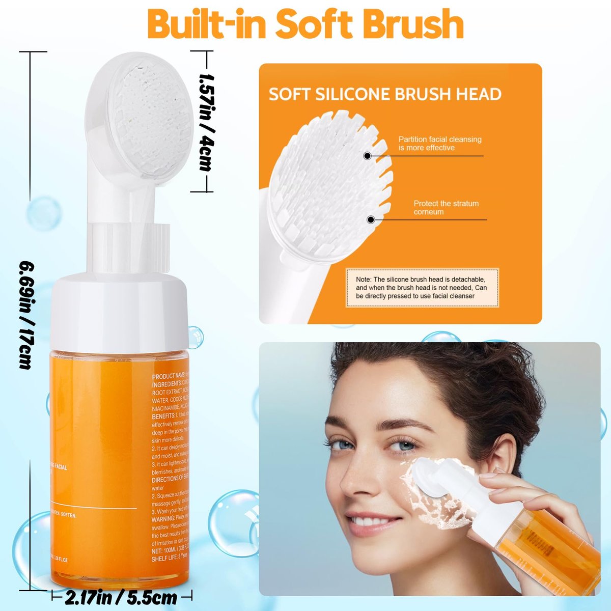 Wuzhenfa Kojic Acid Soap Set with Lemon Turmeric Bar & Facial Cleansing Mousse – Deep Cleansing for All Skin Types (3-Pack) - görsel 11