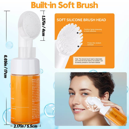 Wuzhenfa Kojic Acid Soap Set with Lemon Turmeric Bar & Facial Cleansing Mousse – Deep Cleansing for All Skin Types (3-Pack)
