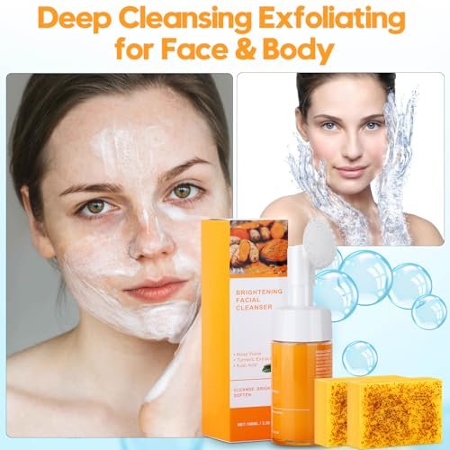 Wuzhenfa Kojic Acid Soap Set with Lemon Turmeric Bar & Facial Cleansing Mousse – Deep Cleansing for All Skin Types (3-Pack) - görsel 6