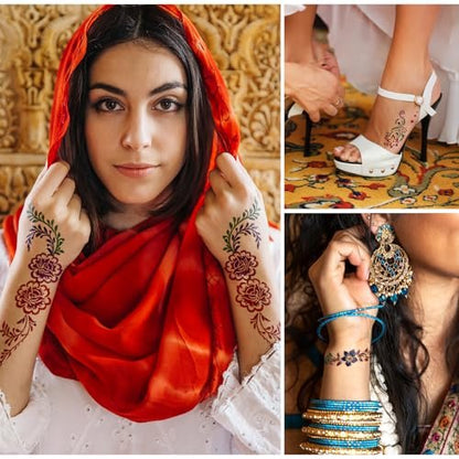 8PCS 8 Colors Tattoo Cones Temporary Tattoos Kit with 2 Draft Practice Pen & 14 Sheet 135 Stencil Designs - DIY Body Painting Art for Beginners & Pros, Tattoo Gifts Set for Valentine Party Holiday Avelisse