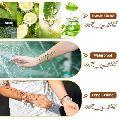 8PCS 8 Colors Tattoo Cones Temporary Tattoos Kit with 2 Draft Practice Pen & 14 Sheet 135 Stencil Designs - DIY Body Painting Art for Beginners & Pros, Tattoo Gifts Set for Valentine Party Holiday Avelisse