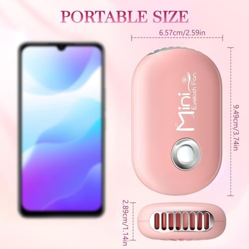 Buqikma Mini Lash Fan for Eyelash Extensions - Portable Handheld Eyelash Fan Dryer with USB-C Rechargeable Air Blower for Makeup Drying & Cooling, Pink - görsel 12