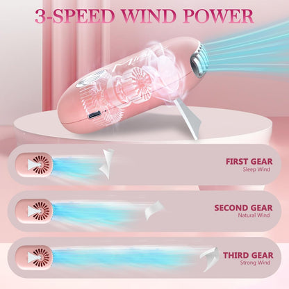Buqikma Mini Lash Fan for Eyelash Extensions - Portable Handheld Eyelash Fan Dryer with USB-C Rechargeable Air Blower for Makeup Drying & Cooling, Pink