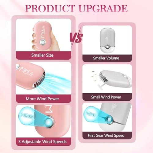 Buqikma Mini Lash Fan for Eyelash Extensions - Portable Handheld Eyelash Fan Dryer with USB-C Rechargeable Air Blower for Makeup Drying & Cooling, Pink - görsel 10