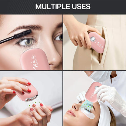 Buqikma Mini Lash Fan for Eyelash Extensions - Portable Handheld Eyelash Fan Dryer with USB-C Rechargeable Air Blower for Makeup Drying & Cooling, Pink