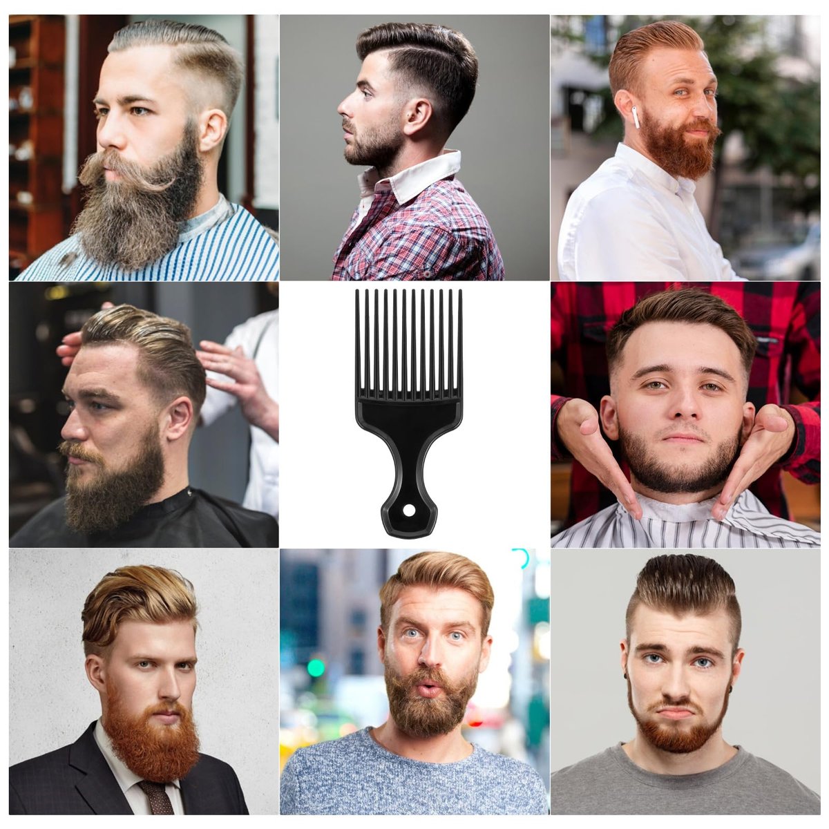 2-Piece Hair Pick Comb Set – Plastic Afro Pick for Detangling and Lifting, Wide Tooth Design for Men and Women (Black) - görsel 9