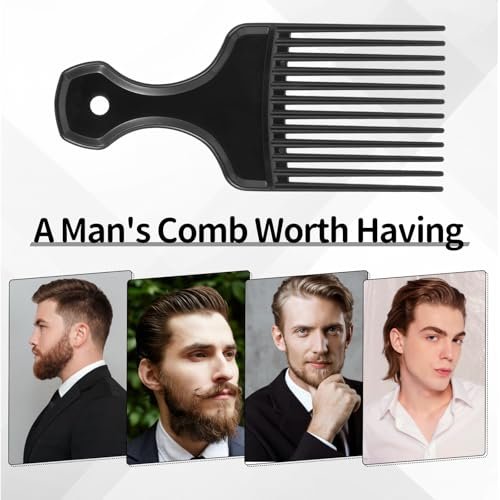 2-Piece Hair Pick Comb Set – Plastic Afro Pick for Detangling and Lifting, Wide Tooth Design for Men and Women (Black) - görsel 12