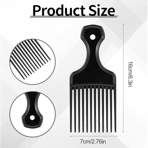 2-Piece Hair Pick Comb Set – Plastic Afro Pick for Detangling and Lifting, Wide Tooth Design for Men and Women (Black) - görsel 4