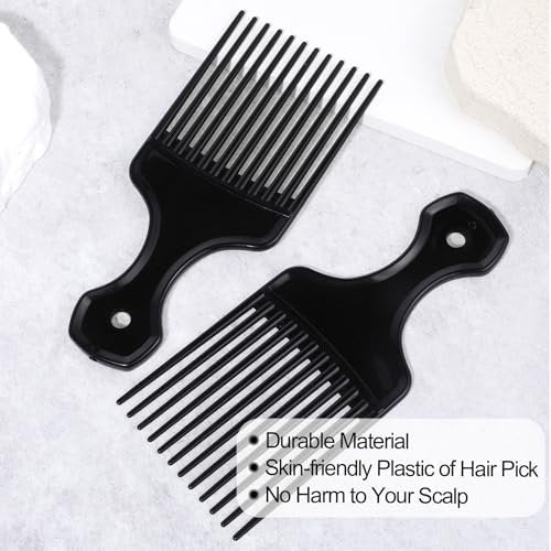 2-Piece Hair Pick Comb Set – Plastic Afro Pick for Detangling and Lifting, Wide Tooth Design for Men and Women (Black) - görsel 8