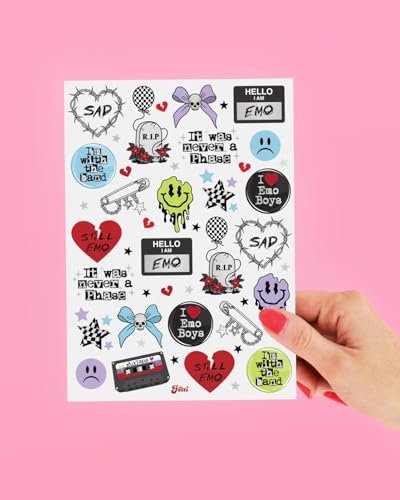 xo, Fetti Emo Temporary Tattoos - 54 Styles for Goth, Punk, Grunge Aesthetic | Birthday Party Favors & Concert Supplies