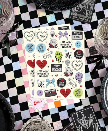 xo, Fetti Emo Temporary Tattoos - 54 Styles for Goth, Punk, Grunge Aesthetic | Birthday Party Favors & Concert Supplies - görsel 8
