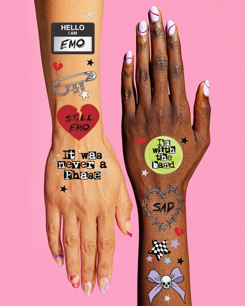 xo, Fetti Emo Temporary Tattoos - 54 Styles for Goth, Punk, Grunge Aesthetic | Birthday Party Favors & Concert Supplies - görsel 9